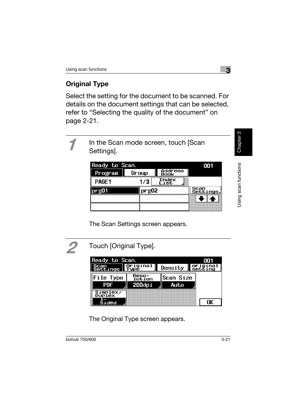 Original type, Original type -21 | Konica Minolta bizhub 750 User Manual | Page 100 / 150