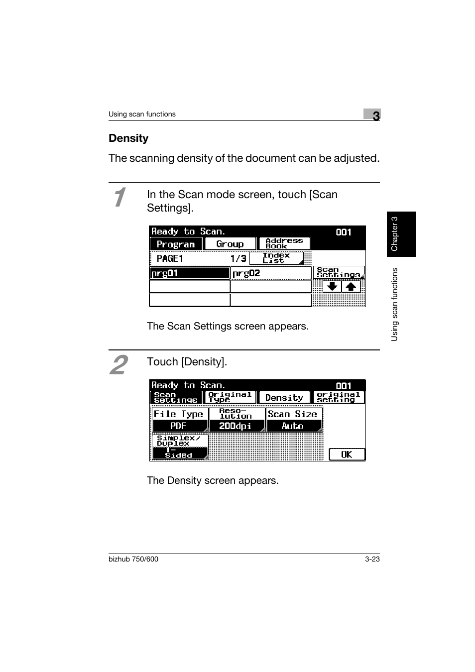 Density, Density -23 | Konica Minolta bizhub 750 User Manual | Page 102 / 150