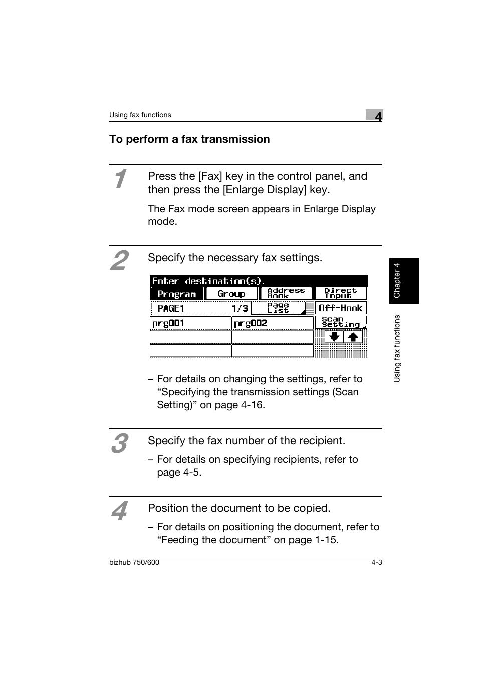 To perform a fax transmission, To perform a fax transmission -3 | Konica Minolta bizhub 750 User Manual | Page 110 / 150