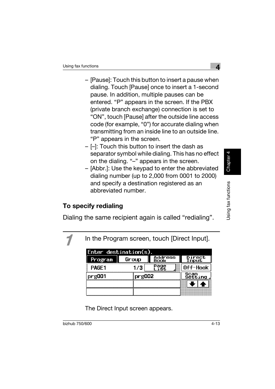 To specify redialing, To specify redialing -13 | Konica Minolta bizhub 750 User Manual | Page 120 / 150