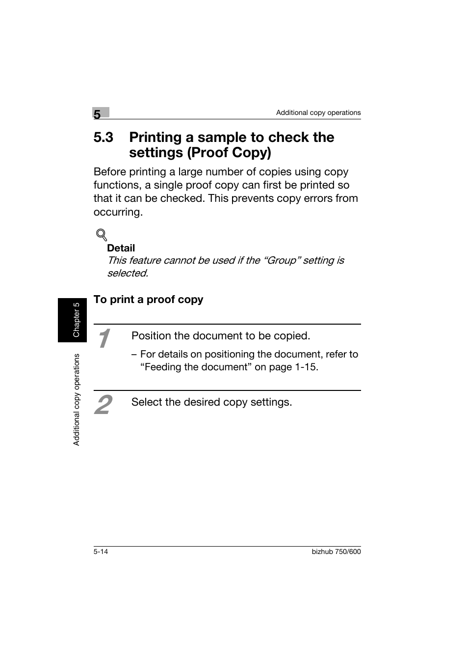 To print a proof copy, 3 printing a sample to check the settings, Proof copy) -14 | To print a proof copy -14 | Konica Minolta bizhub 750 User Manual | Page 147 / 150