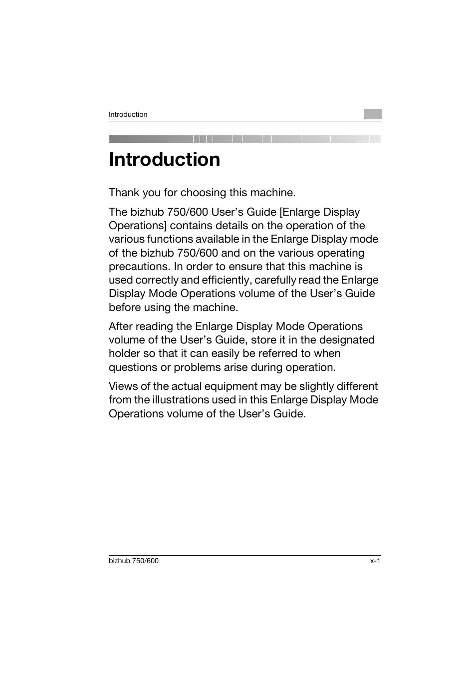 Introduction | Konica Minolta bizhub 750 User Manual | Page 2 / 150