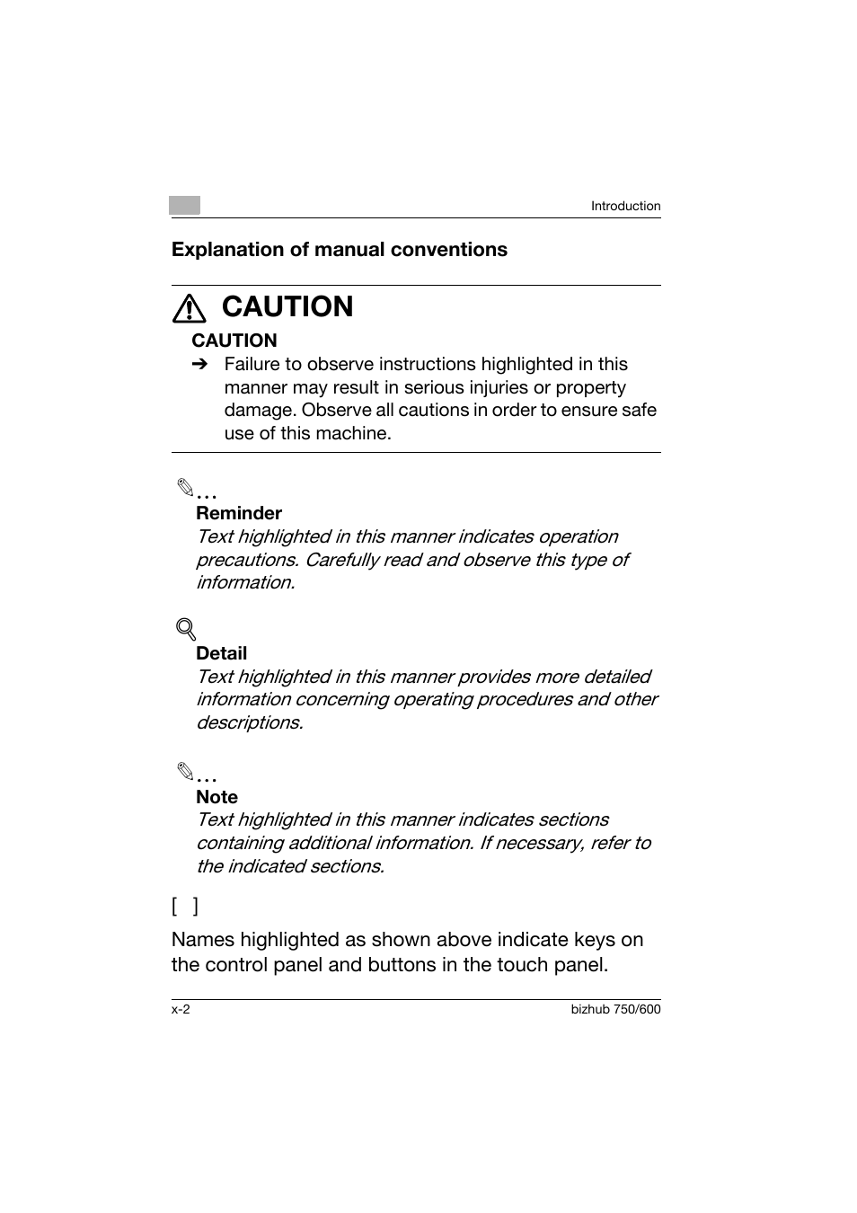 7 caution | Konica Minolta bizhub 750 User Manual | Page 3 / 150