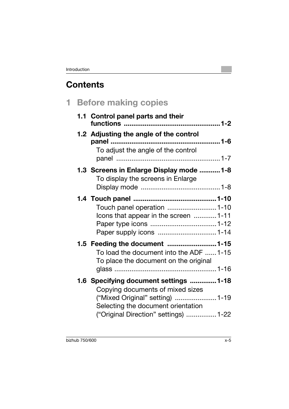 Konica Minolta bizhub 750 User Manual | Page 6 / 150