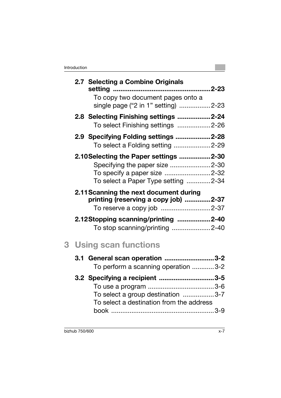 3 using scan functions | Konica Minolta bizhub 750 User Manual | Page 8 / 150