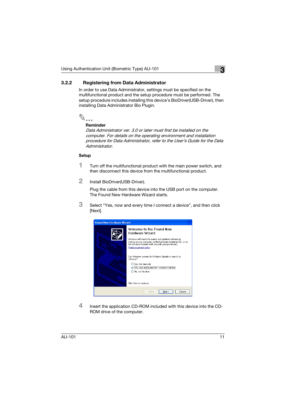 2 registering from data administrator, Registering from data administrator | Konica Minolta bizhub C451 User Manual | Page 12 / 44