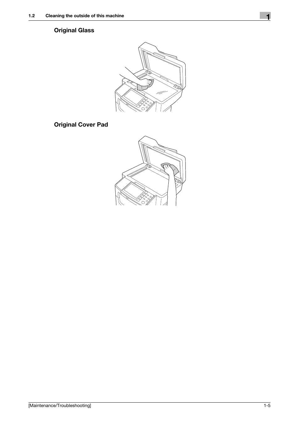 Original glass, Original cover pad, Original glass -5 original cover pad -5 | Konica Minolta bizhub 4050 User Manual | Page 8 / 56