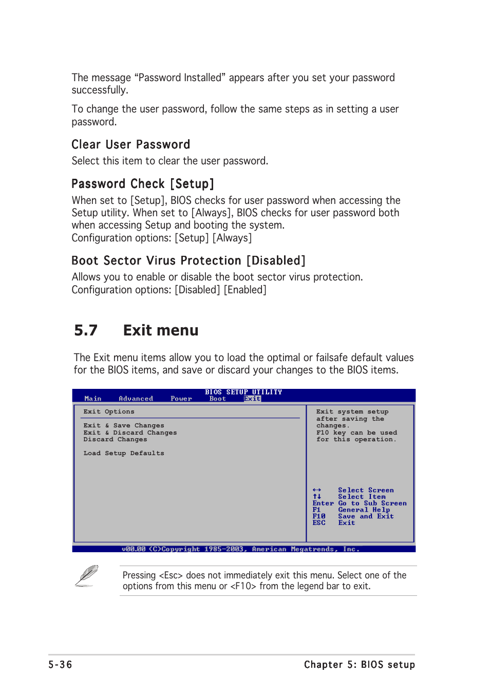 7 exit menu | Asus T2-AE1 User Manual | Page 100 / 104