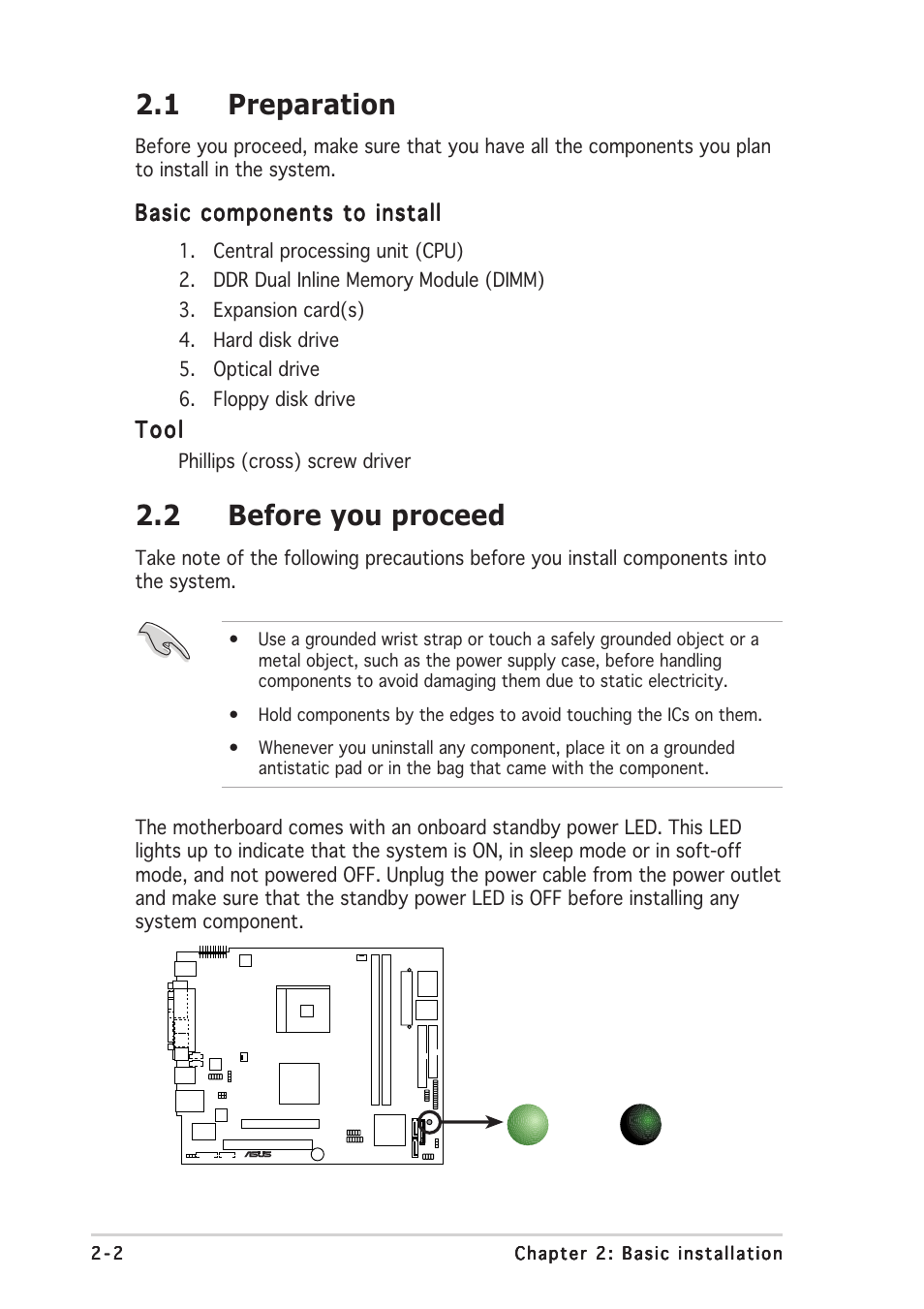 1 preparation, 2 before you proceed | Asus T2-AE1 User Manual | Page 20 / 104