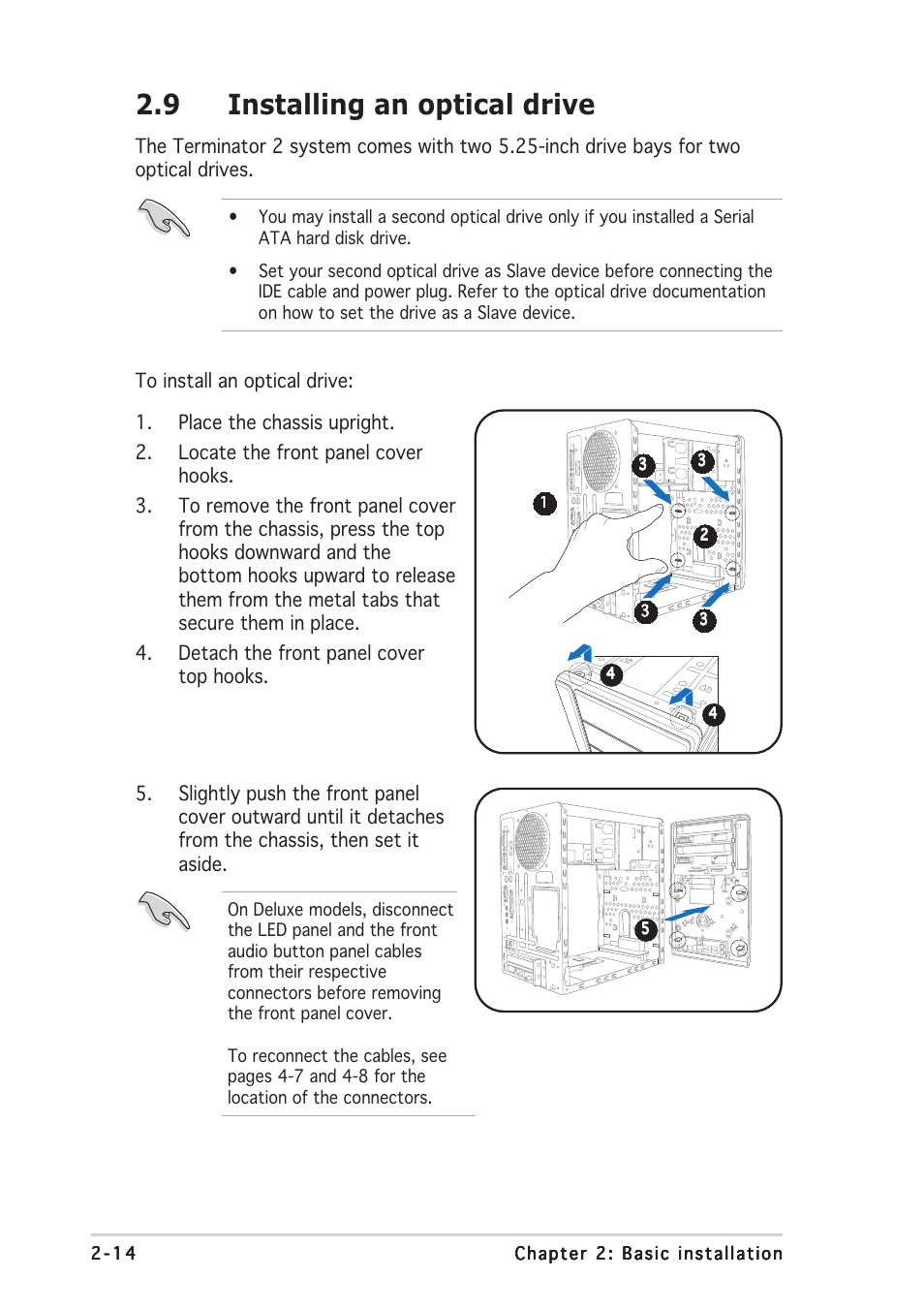 9 installing an optical drive | Asus T2-AE1 User Manual | Page 32 / 104