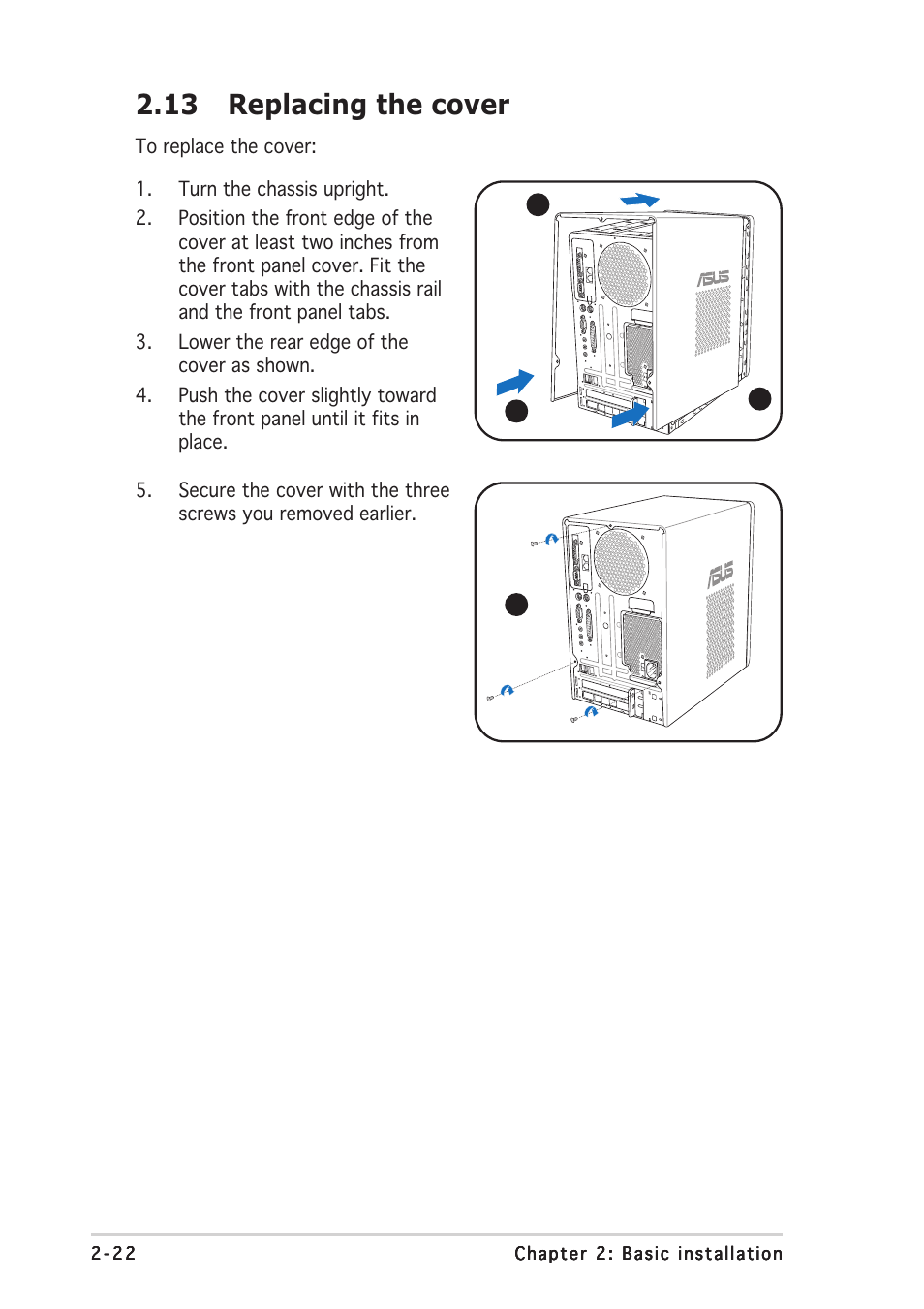 13 replacing the cover | Asus T2-AE1 User Manual | Page 40 / 104