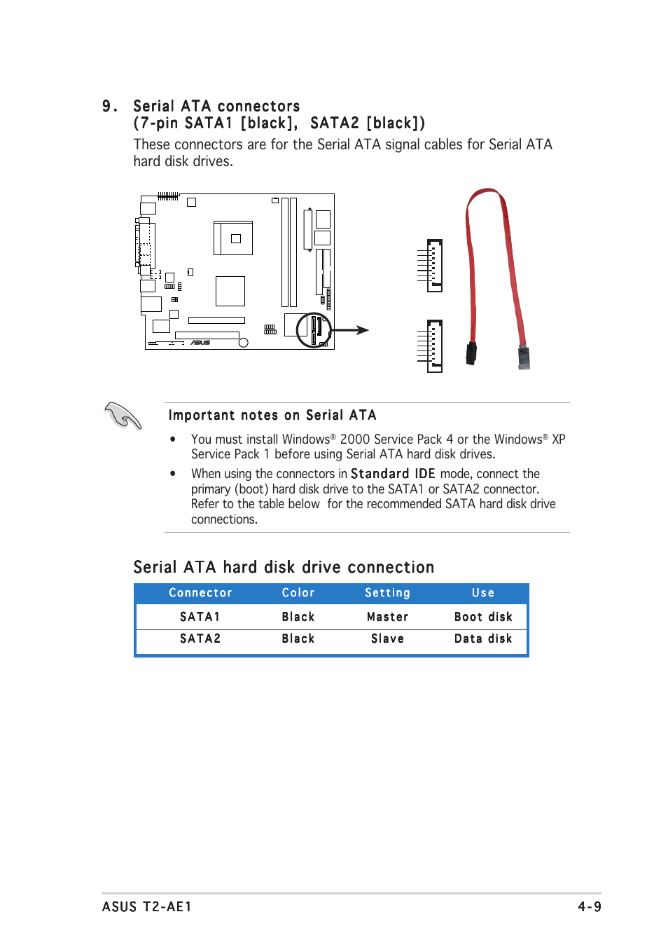 Serial ata hard disk drive connection | Asus T2-AE1 User Manual | Page 61 / 104