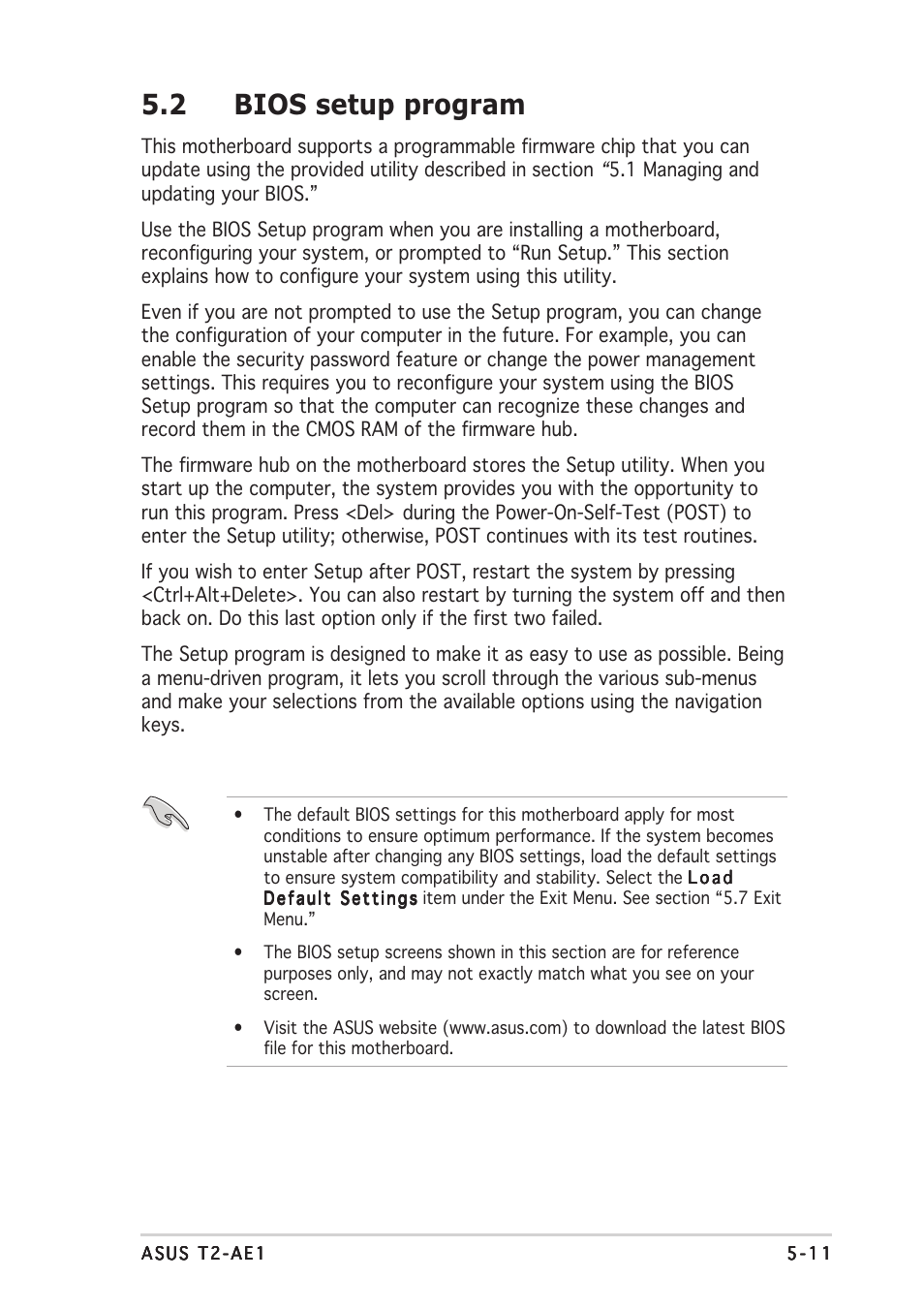 2 bios setup program | Asus T2-AE1 User Manual | Page 75 / 104