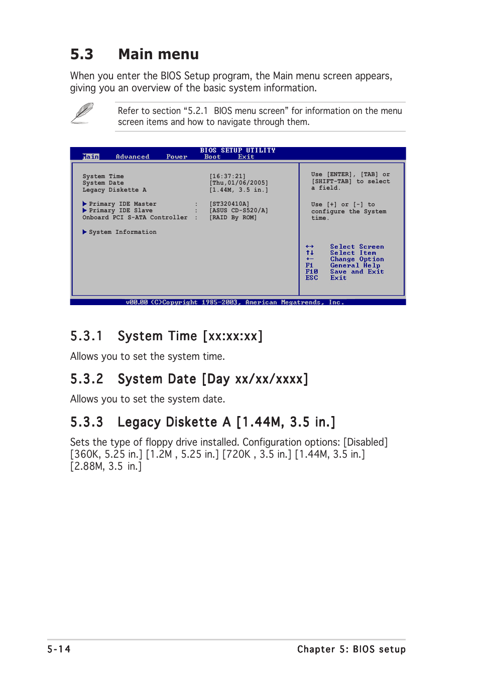 3 main menu | Asus T2-AE1 User Manual | Page 78 / 104