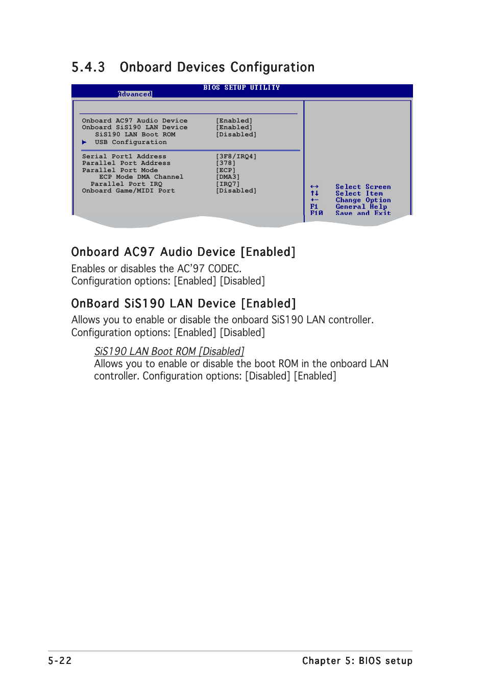 Onboard ac97 audio device [enabled, Onboard sis190 lan device [enabled | Asus T2-AE1 User Manual | Page 86 / 104