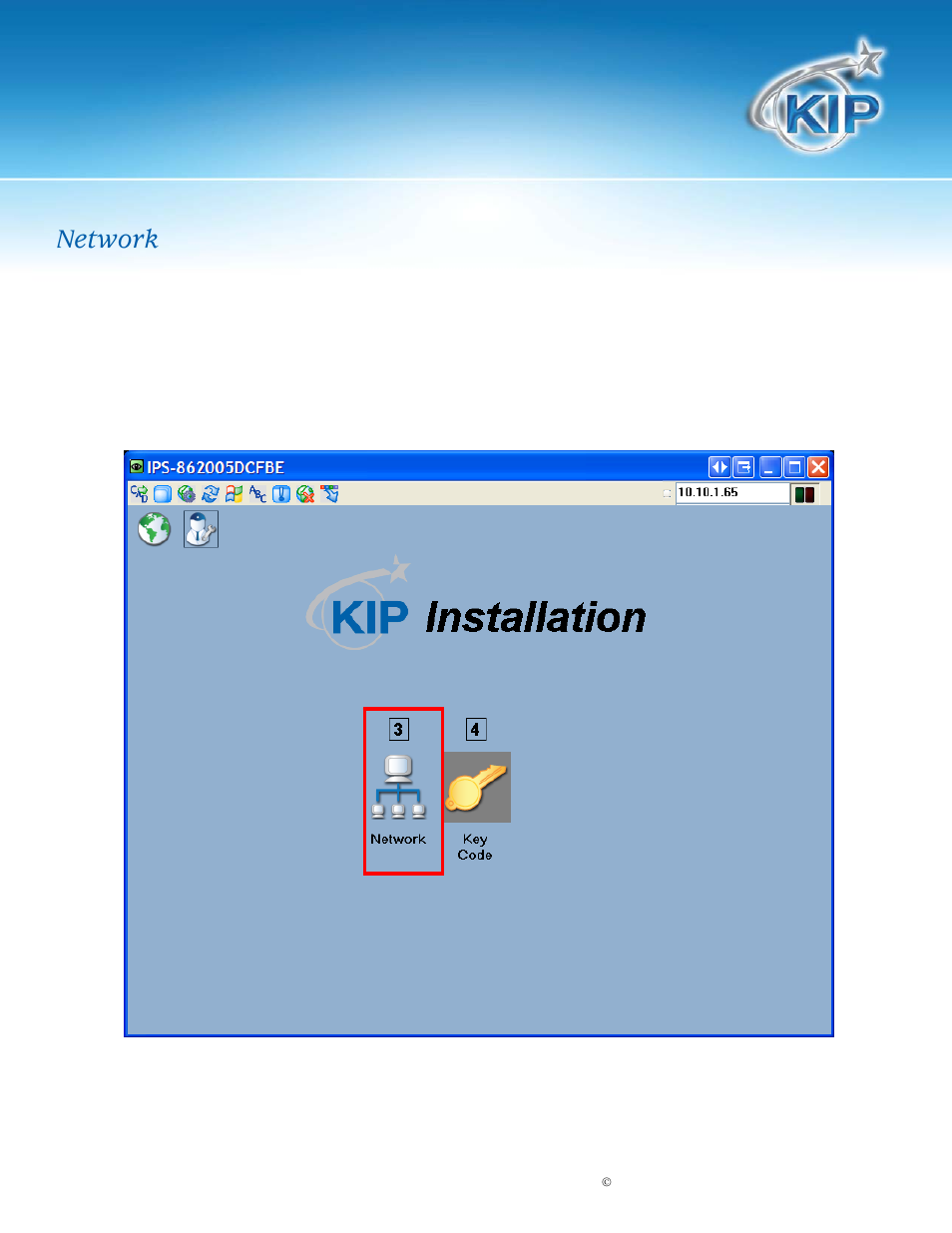 Kip system installation wizard, Network | Konica Minolta KIP 7100 User Manual | Page 10 / 16