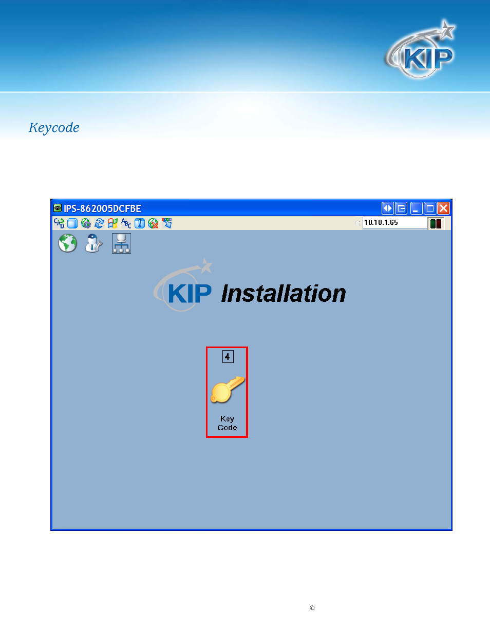 Kip system installation wizard, Keycode | Konica Minolta KIP 7100 User Manual | Page 12 / 16