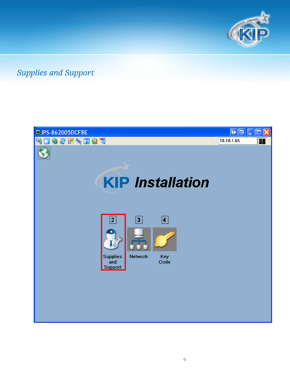 Kip system installation wizard, Supplies and support | Konica Minolta KIP 7100 User Manual | Page 8 / 16