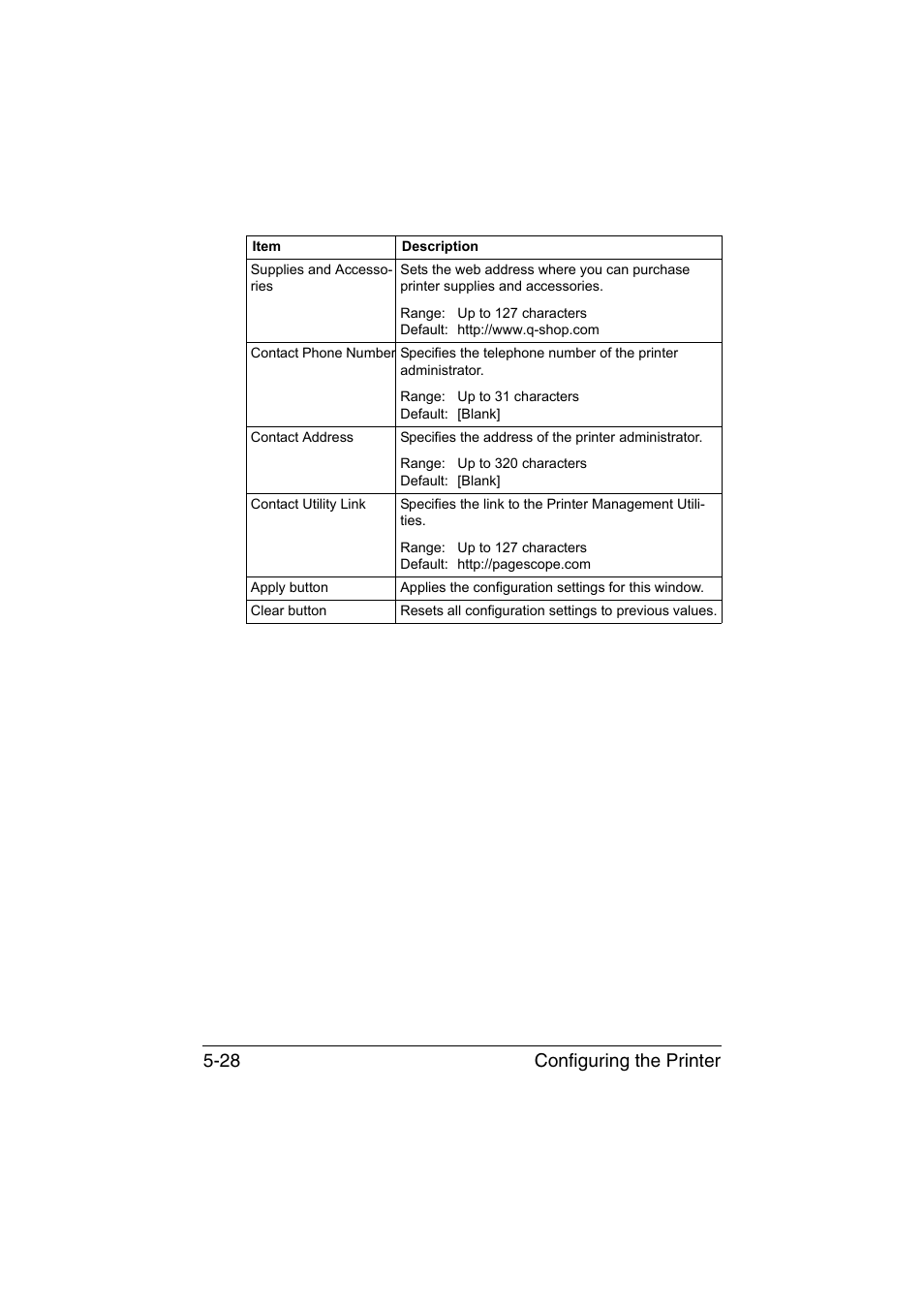Configuring the printer 5-28 | Konica Minolta magicolor 3730DN User Manual | Page 165 / 185