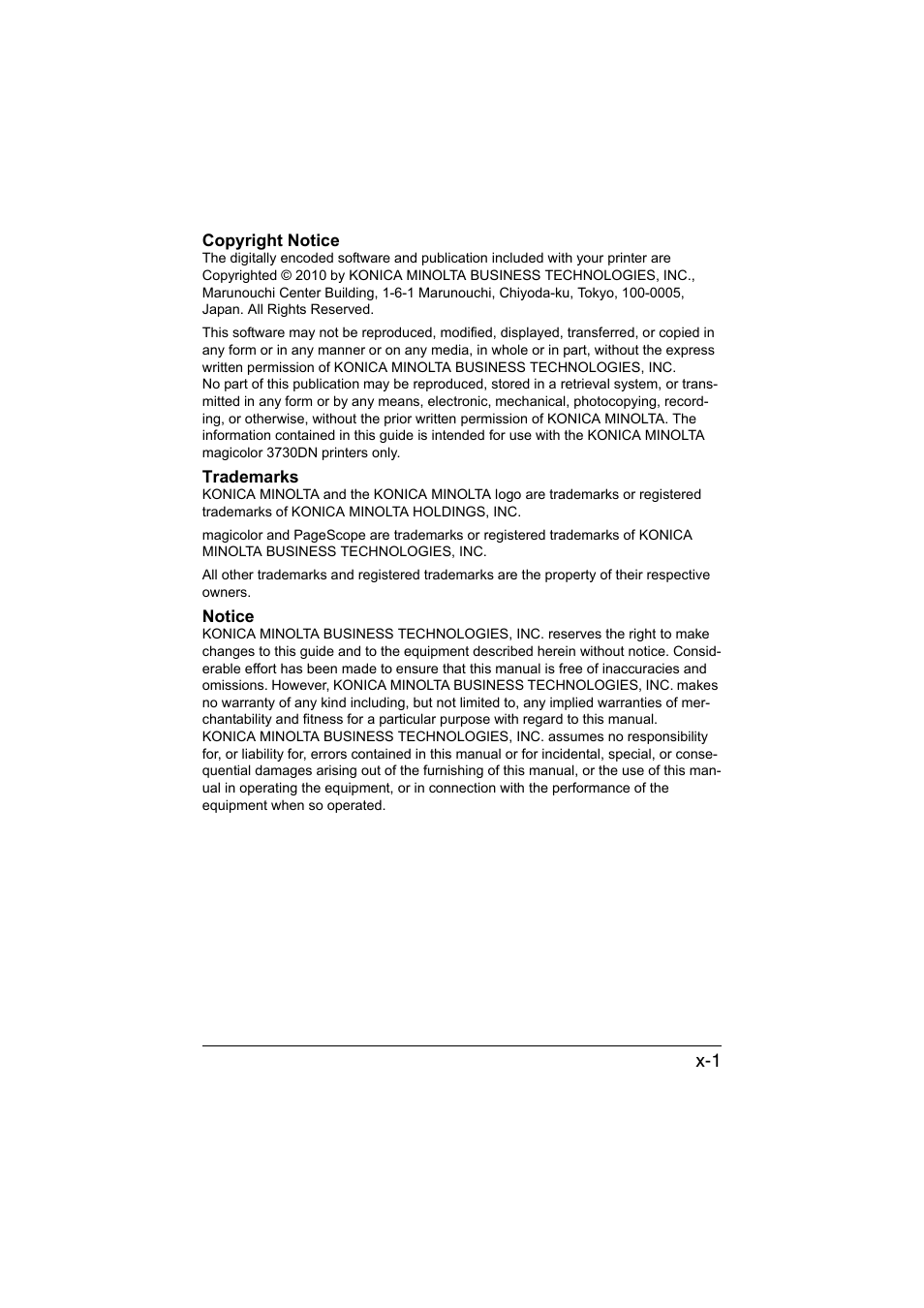 Konica Minolta magicolor 3730DN User Manual | Page 2 / 185