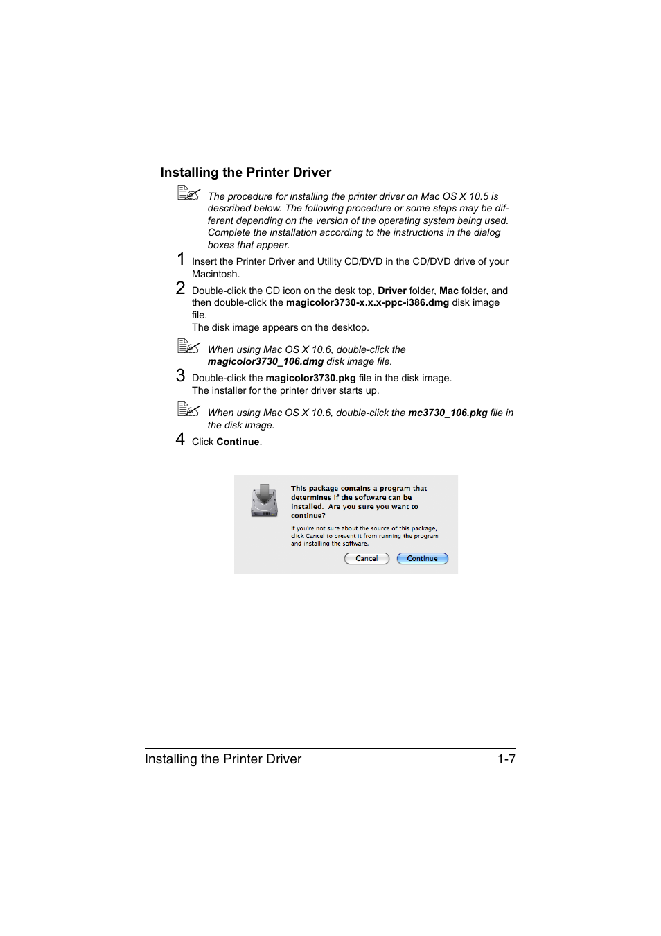 Installing the printer driver, Installing the printer driver -7 | Konica Minolta magicolor 3730DN User Manual | Page 22 / 185