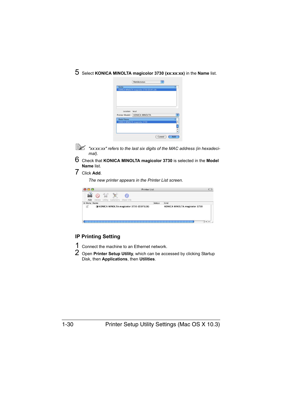 Ip printing setting, Ip printing setting -30 | Konica Minolta magicolor 3730DN User Manual | Page 45 / 185