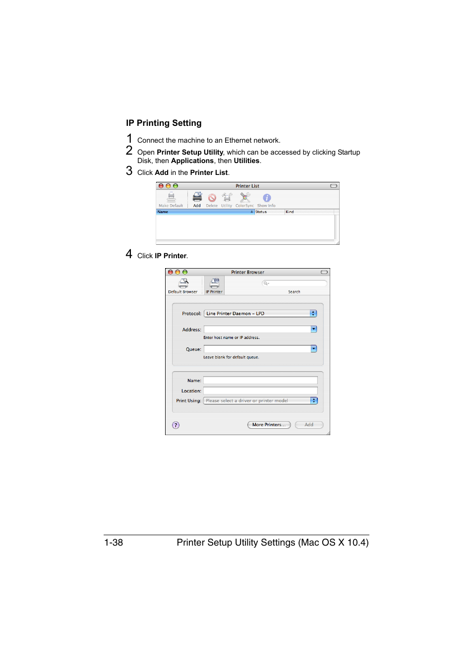 Ip printing setting, Ip printing setting -38 | Konica Minolta magicolor 3730DN User Manual | Page 53 / 185