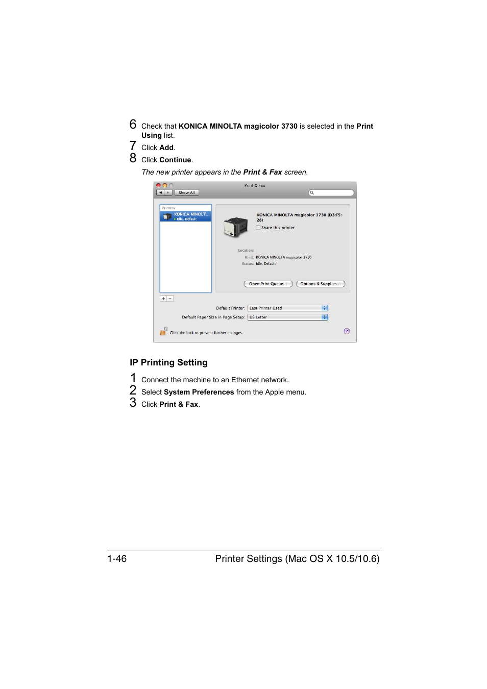 Ip printing setting, Ip printing setting -46 | Konica Minolta magicolor 3730DN User Manual | Page 61 / 185