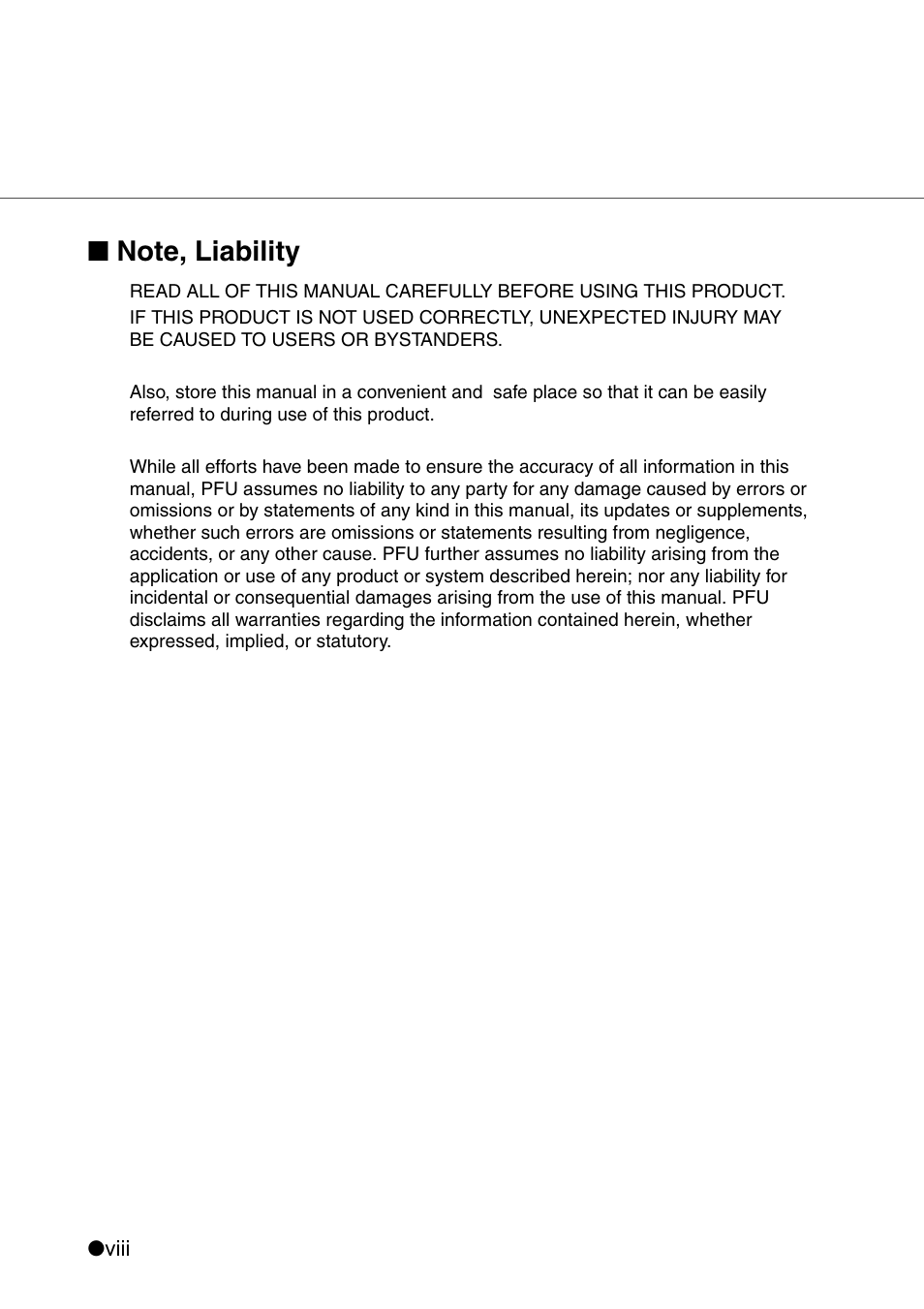 Note, liability | Konica Minolta Fujitsu Scanner User Manual | Page 10 / 316