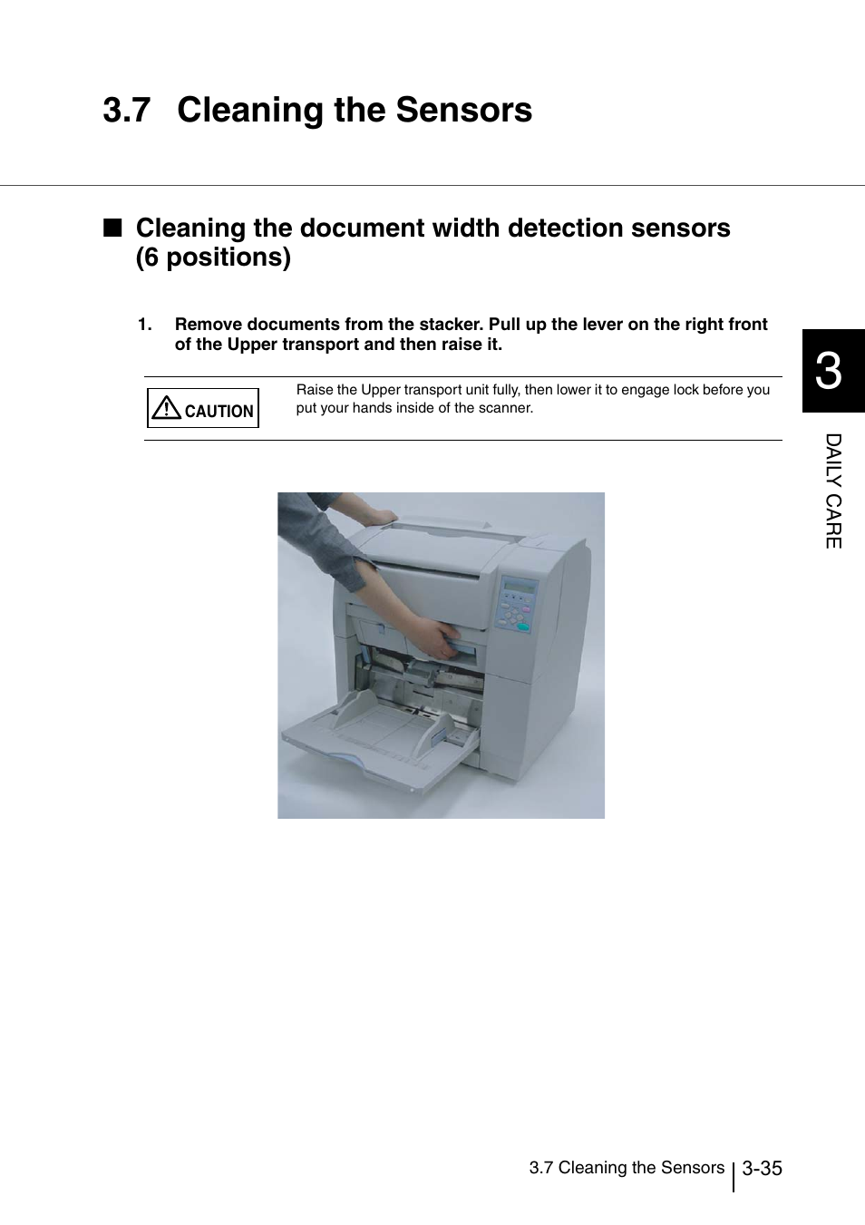 7 cleaning the sensors, Cleaning the sensors -35 | Konica Minolta Fujitsu Scanner User Manual | Page 121 / 316
