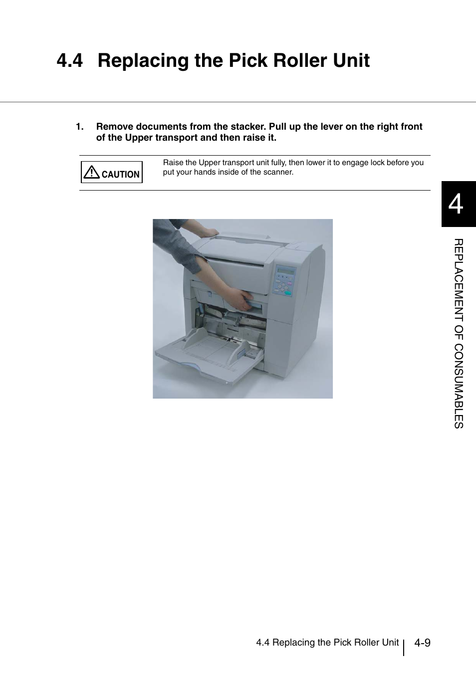 4 replacing the pick roller unit, Replacing the pick roller unit -9 | Konica Minolta Fujitsu Scanner User Manual | Page 143 / 316