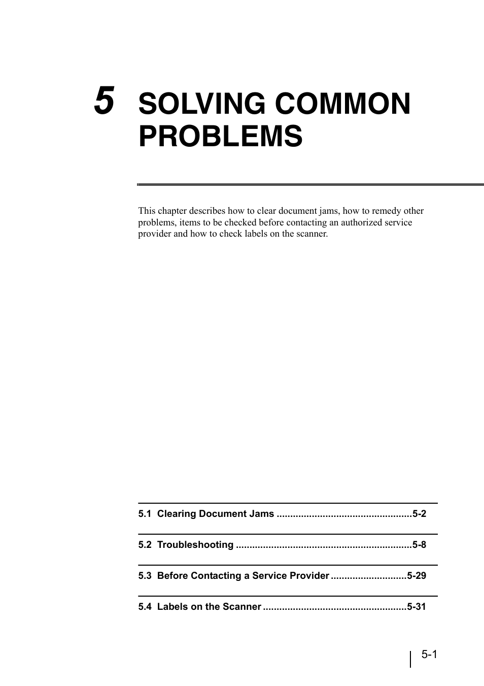 5 solving common problems, 5 solving common problems -1, Solving common problems | Konica Minolta Fujitsu Scanner User Manual | Page 159 / 316