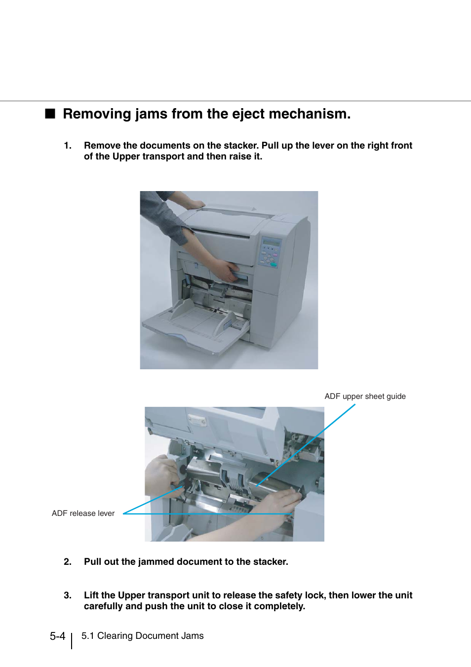 Removing jams from the eject mechanism | Konica Minolta Fujitsu Scanner User Manual | Page 162 / 316