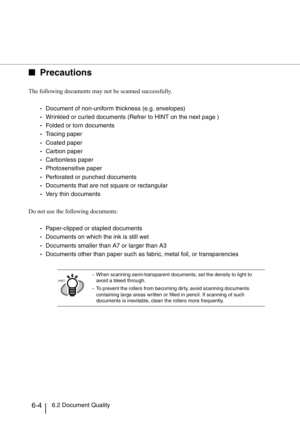 Precautions | Konica Minolta Fujitsu Scanner User Manual | Page 194 / 316