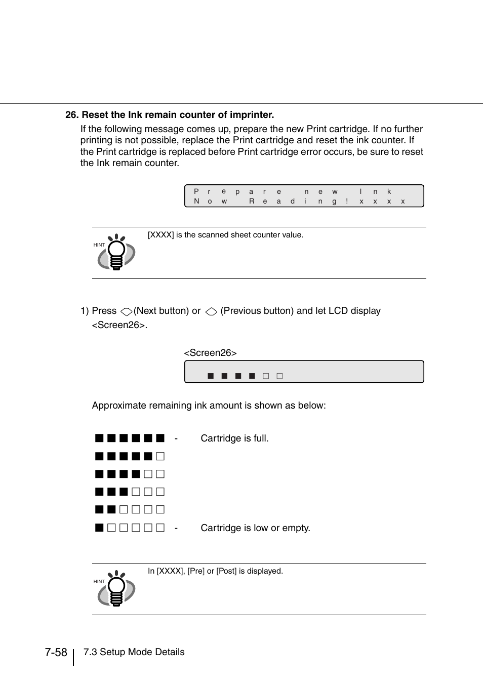 Cartridge is full, Cartridge is low or empty | Konica Minolta Fujitsu Scanner User Manual | Page 258 / 316