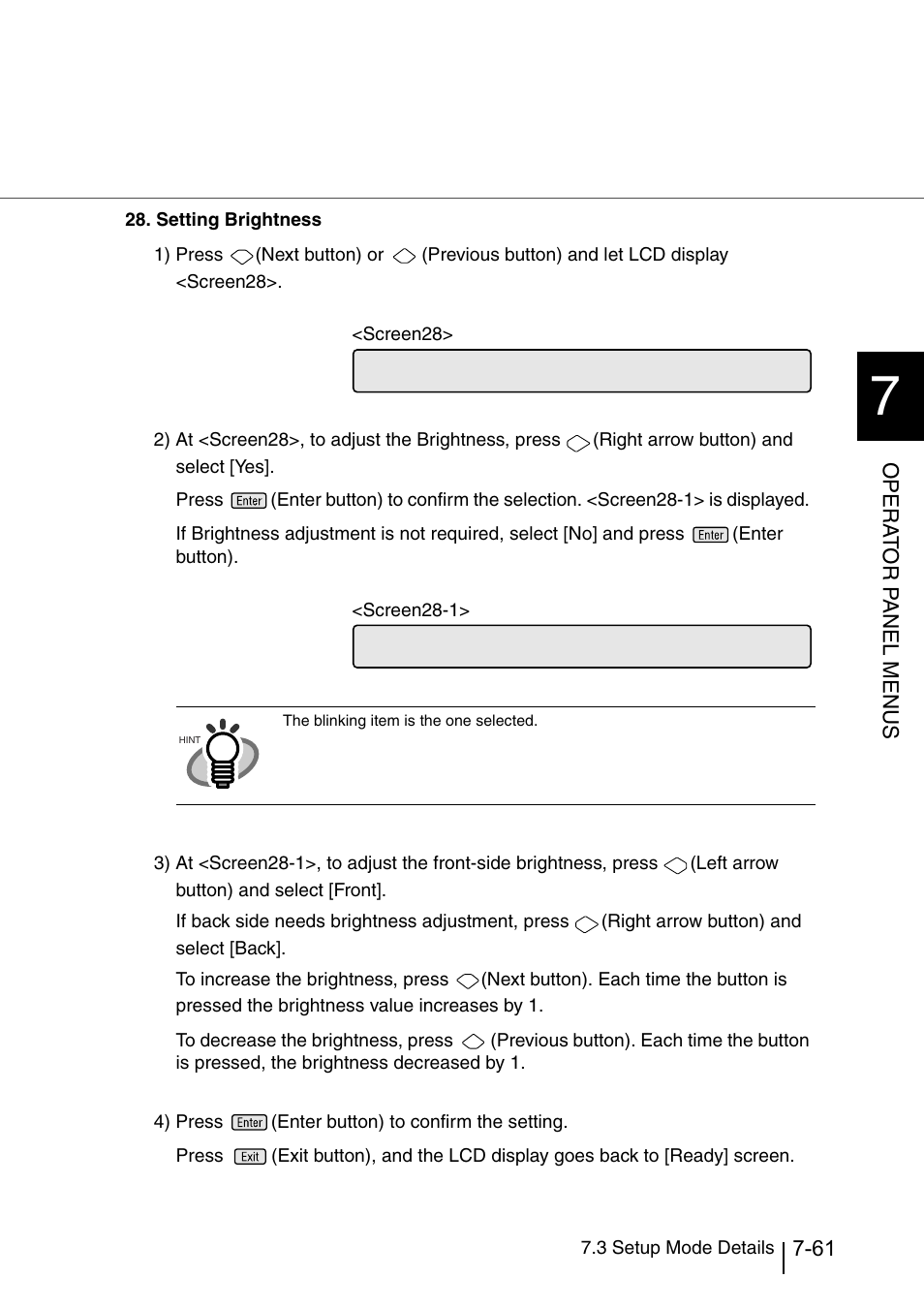 Opera t or p a nel menus | Konica Minolta Fujitsu Scanner User Manual | Page 261 / 316