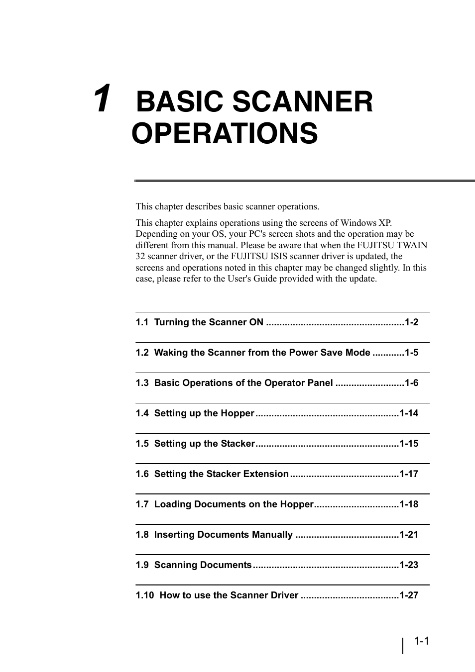 1 basic scanner operations, 1 basic scanner operations -1, Basic scanner operations | Konica Minolta Fujitsu Scanner User Manual | Page 27 / 316