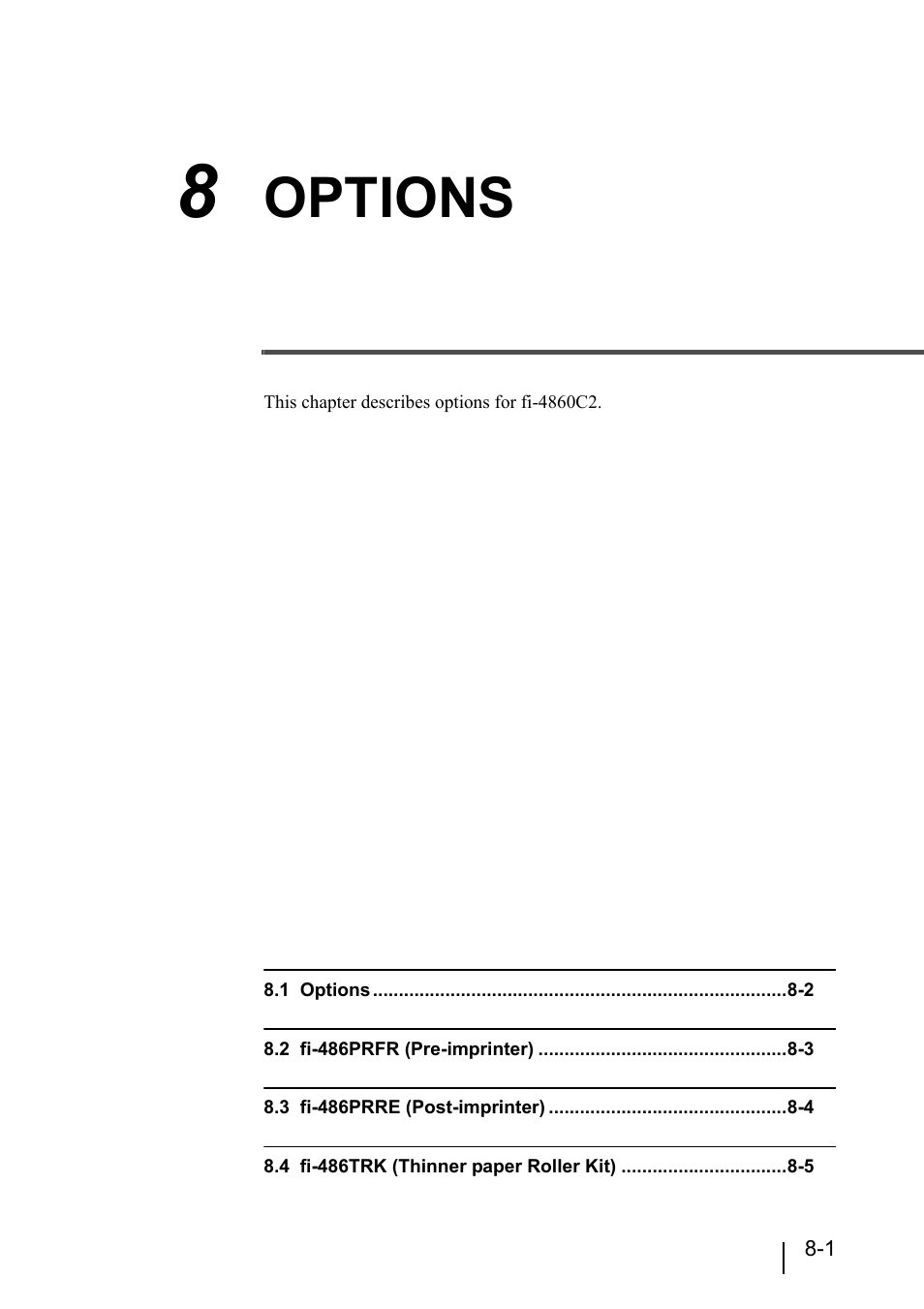 8 options, 8 options -1, Options | Konica Minolta Fujitsu Scanner User Manual | Page 283 / 316