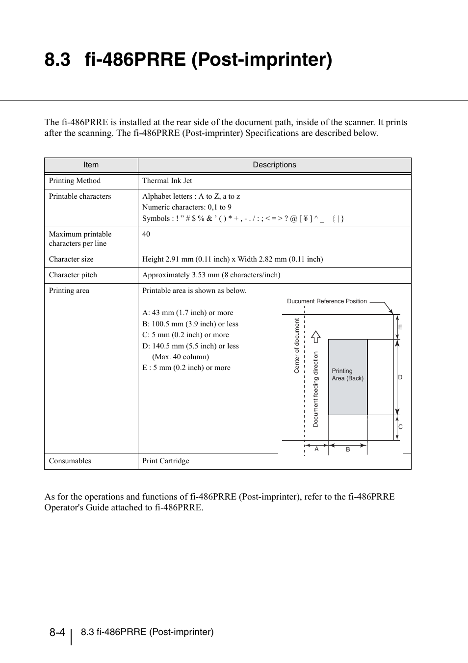 3 fi-486prre (post-imprinter), Fi-486prre (post-imprinter) -4 | Konica Minolta Fujitsu Scanner User Manual | Page 286 / 316