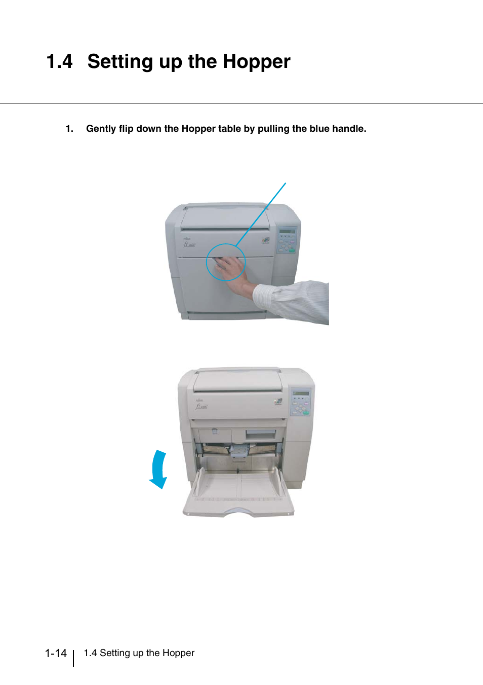 4 setting up the hopper, Setting up the hopper -14 | Konica Minolta Fujitsu Scanner User Manual | Page 40 / 316