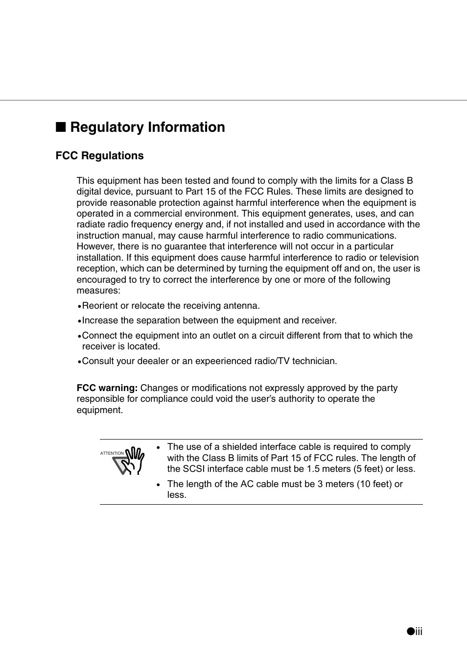 Regulatory information, Fcc regulations | Konica Minolta Fujitsu Scanner User Manual | Page 5 / 316