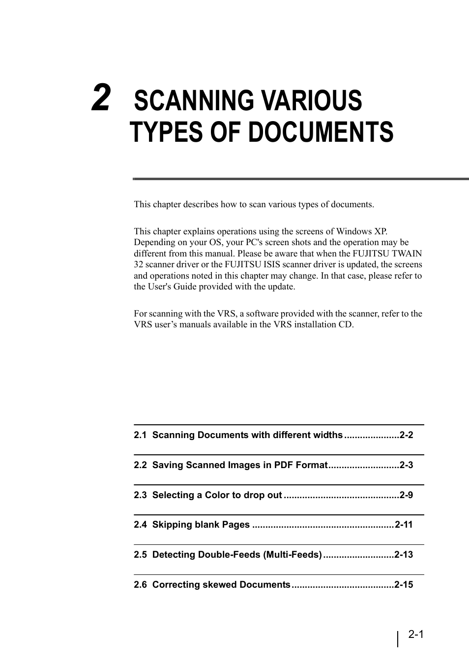 2 scanning various types of documents, 2 scanning various types of, Documents -1 | Scanning various types of documents | Konica Minolta Fujitsu Scanner User Manual | Page 71 / 316