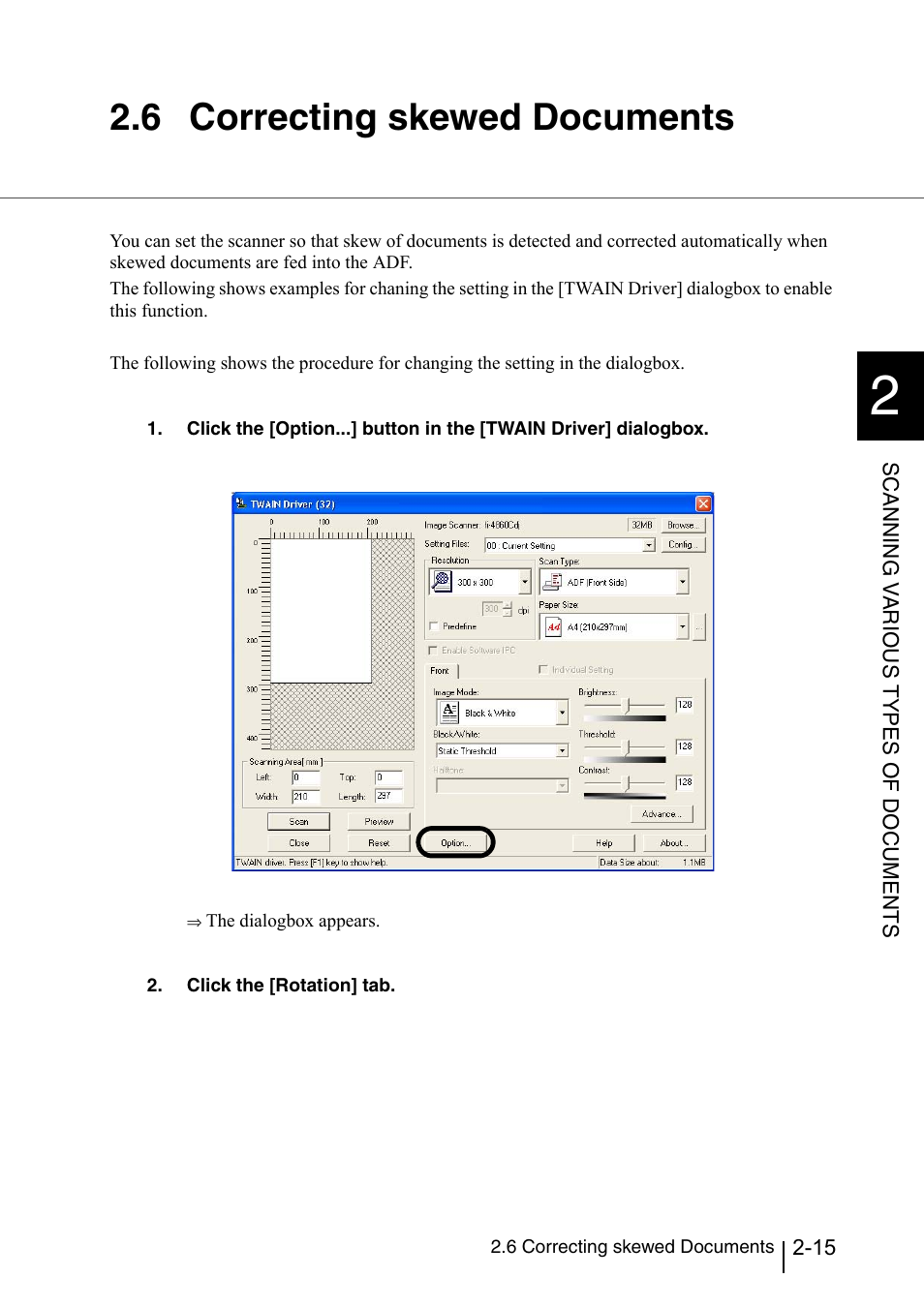 6 correcting skewed documents, Correcting skewed documents -15 | Konica Minolta Fujitsu Scanner User Manual | Page 85 / 316