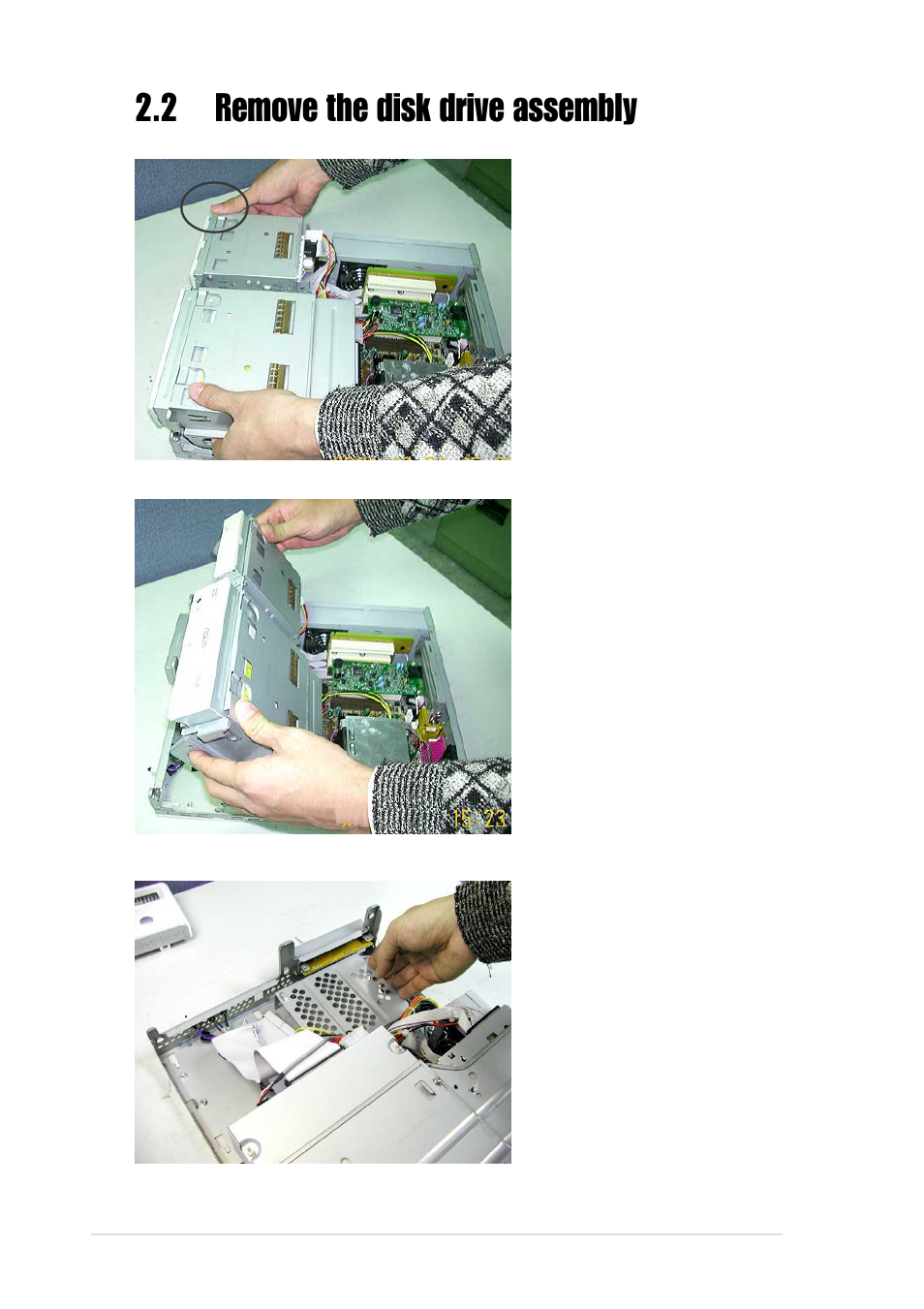 2 remove the disk drive assembly | Asus Book Size Barebone System Prodigy User Manual | Page 16 / 30