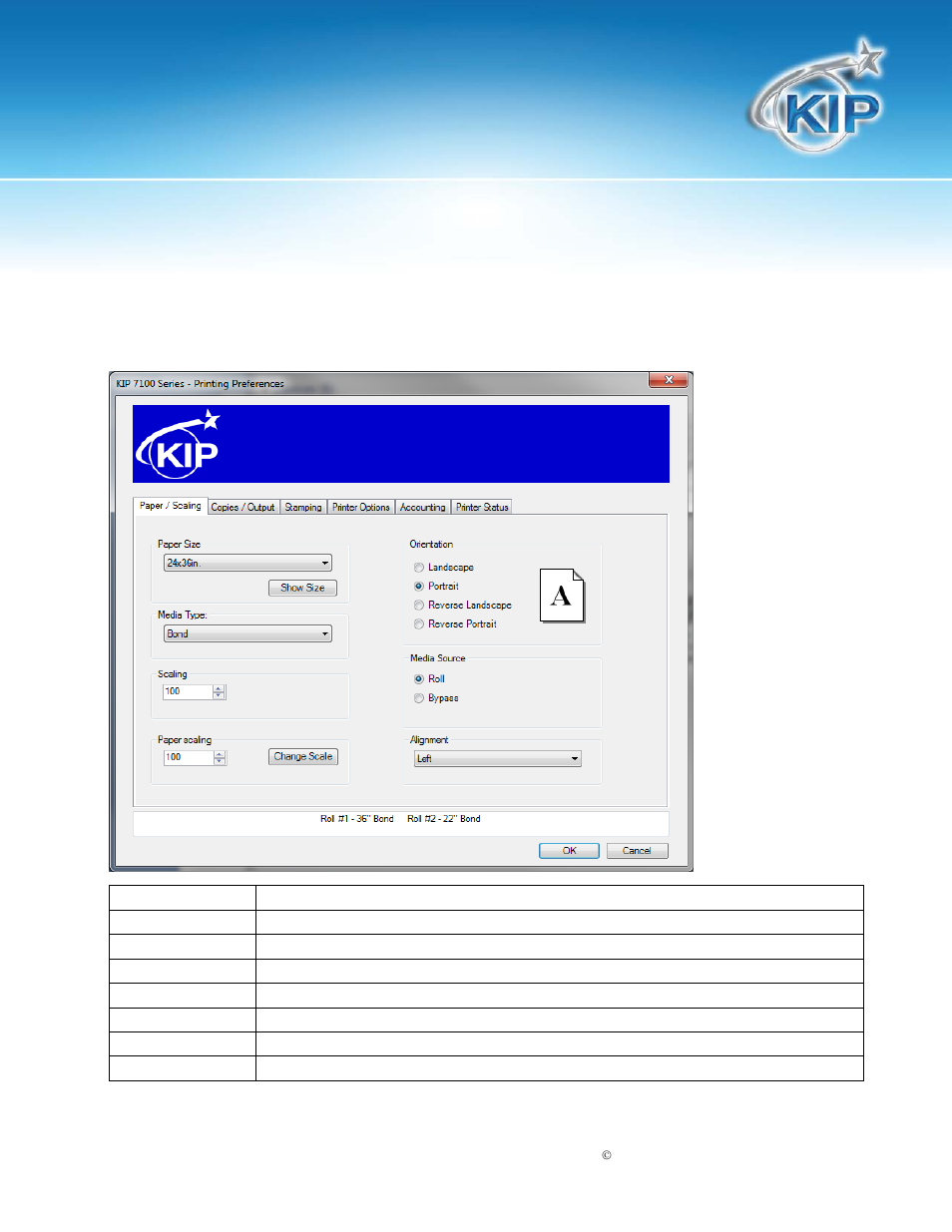 Printing preferences – overview, Kip windows, Driver | Konica Minolta KIP 7700 User Manual | Page 10 / 25