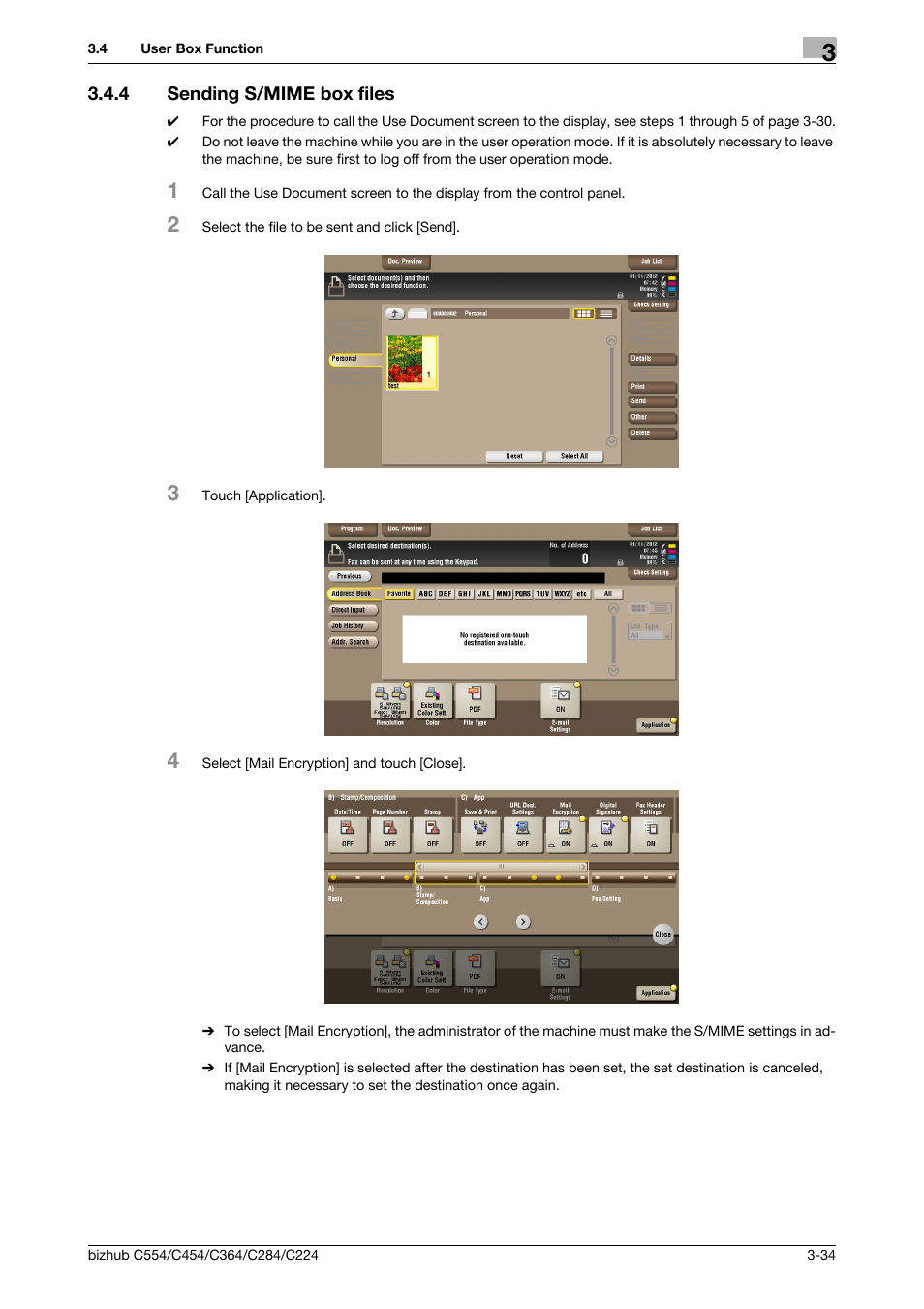 4 sending s/mime box files, Sending s/mime box files -34 | Konica Minolta bizhub C364 User Manual | Page 157 / 195