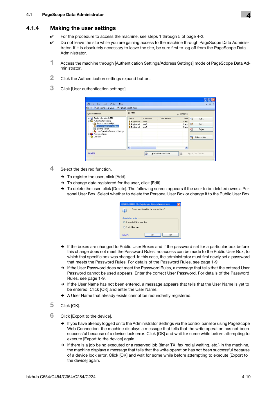 4 making the user settings, Making the user settings -10 | Konica Minolta bizhub C364 User Manual | Page 168 / 195