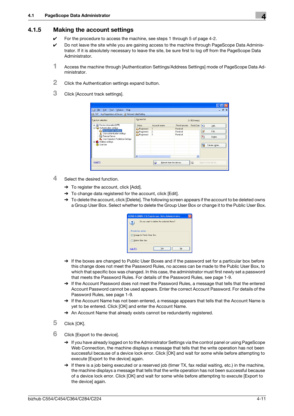 5 making the account settings, Making the account settings -11 | Konica Minolta bizhub C364 User Manual | Page 169 / 195