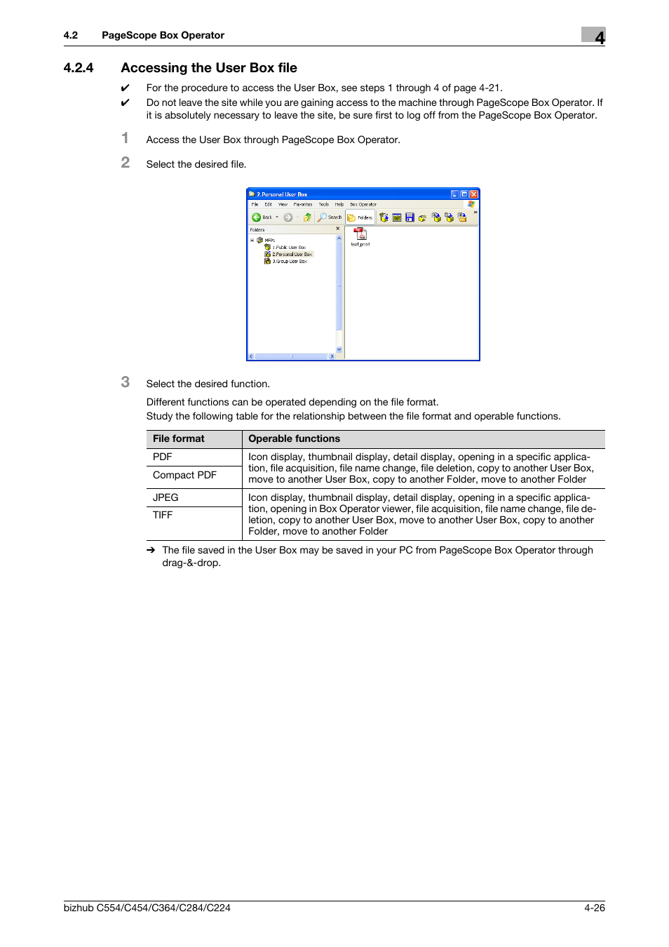 4 accessing the user box file, Accessing the user box file -26 | Konica Minolta bizhub C364 User Manual | Page 184 / 195