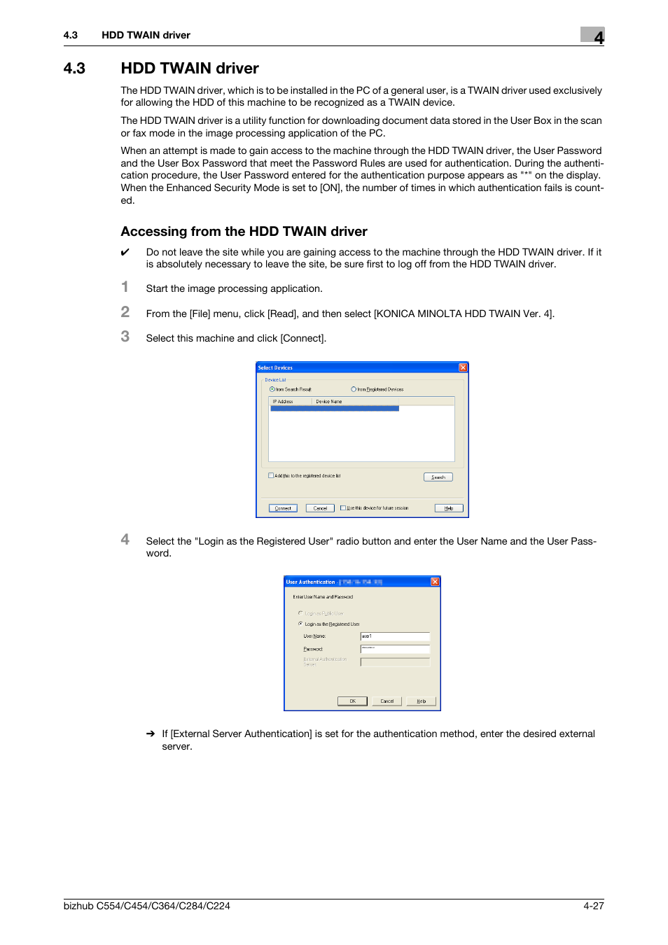 3 hdd twain driver, Accessing from the hdd twain driver | Konica Minolta bizhub C364 User Manual | Page 185 / 195